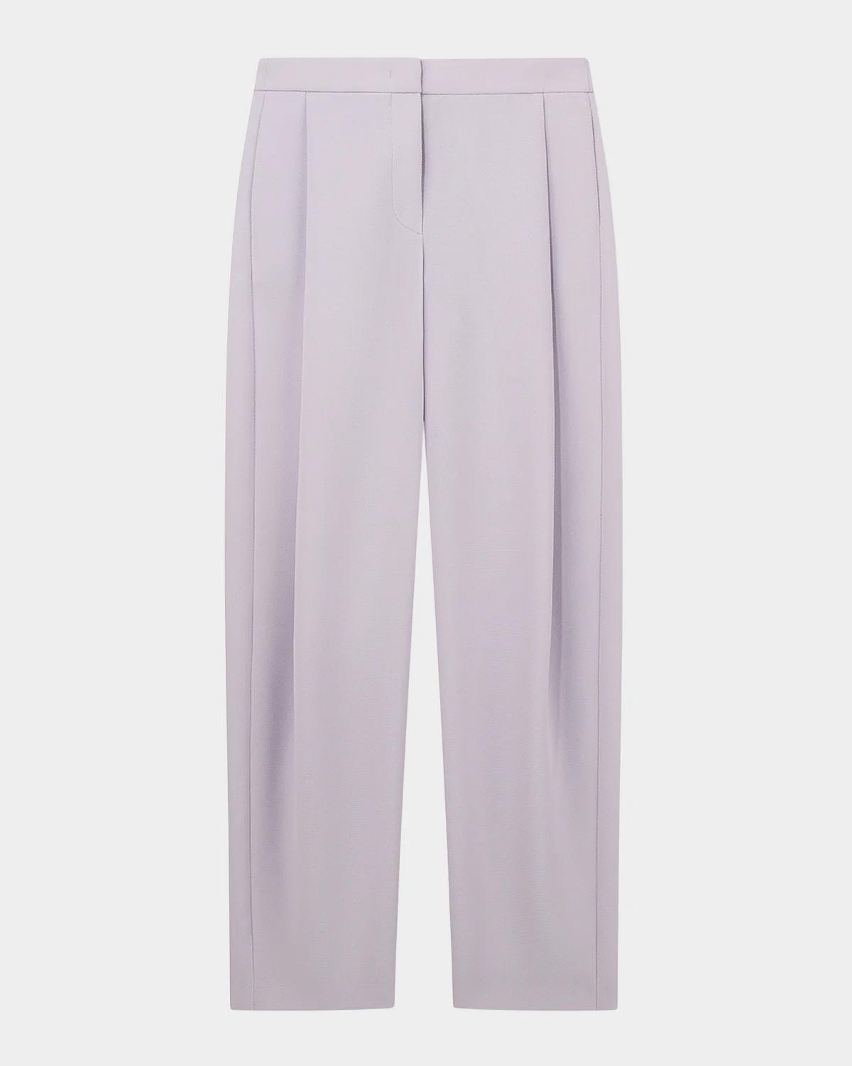 Pleated Tapered Pique Trousers