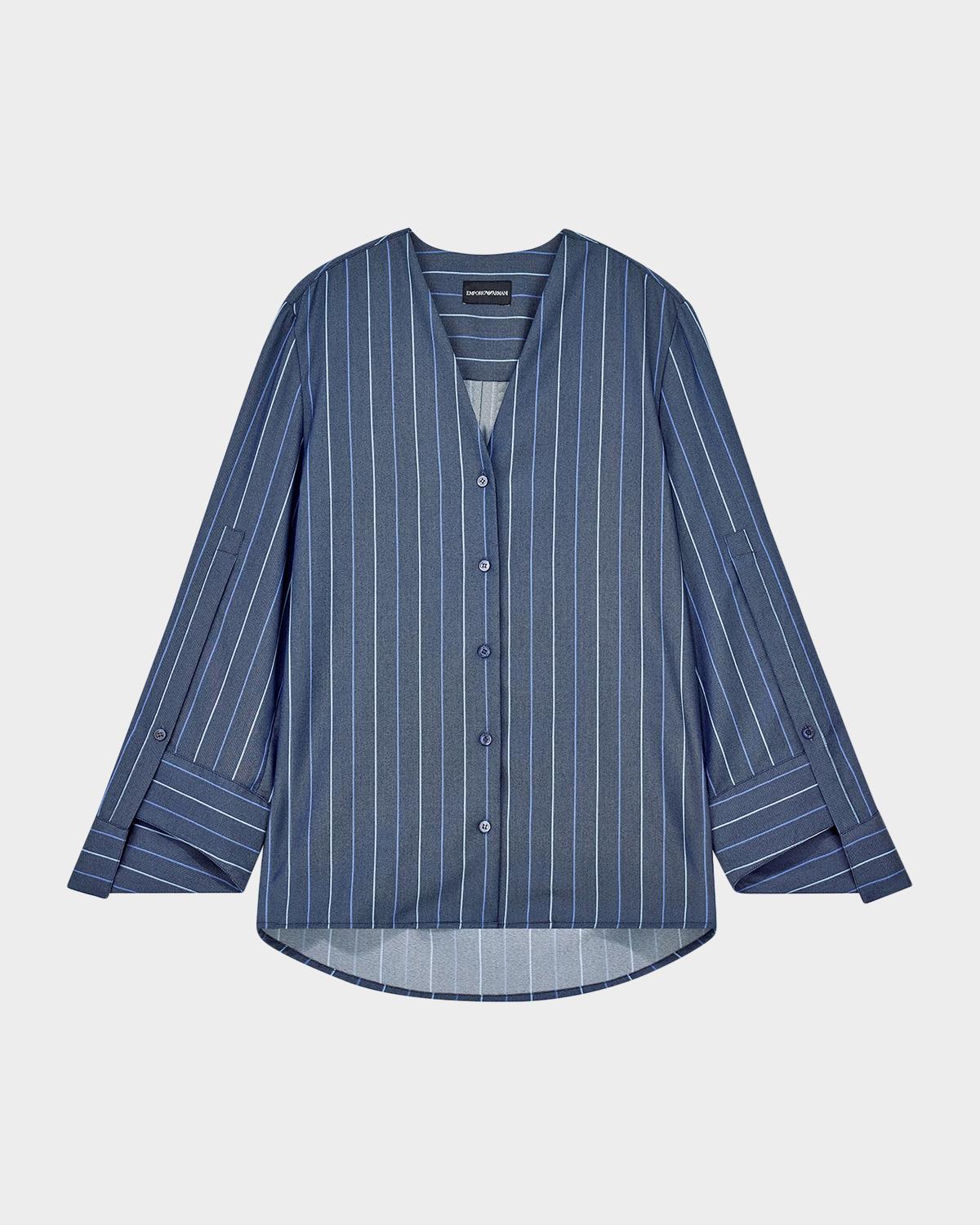 Striped Slit-Sleeve Shirt