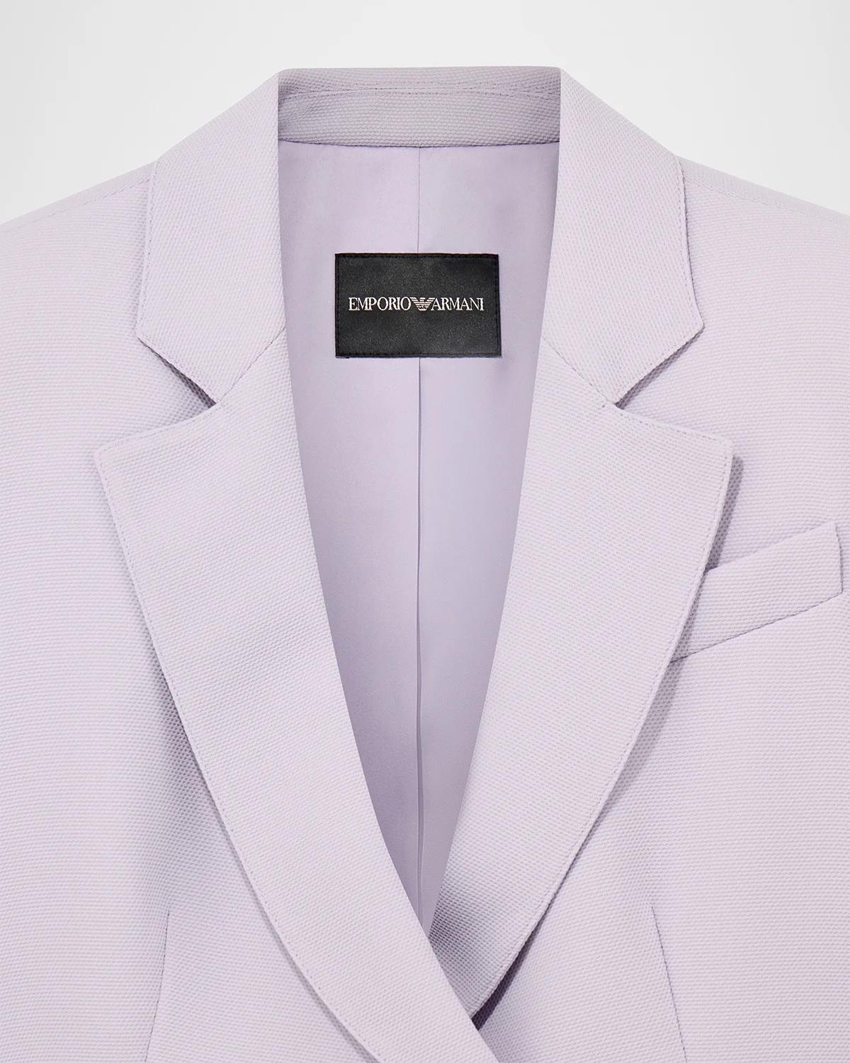 Single-Button Pique Blazer - thumbnail 2