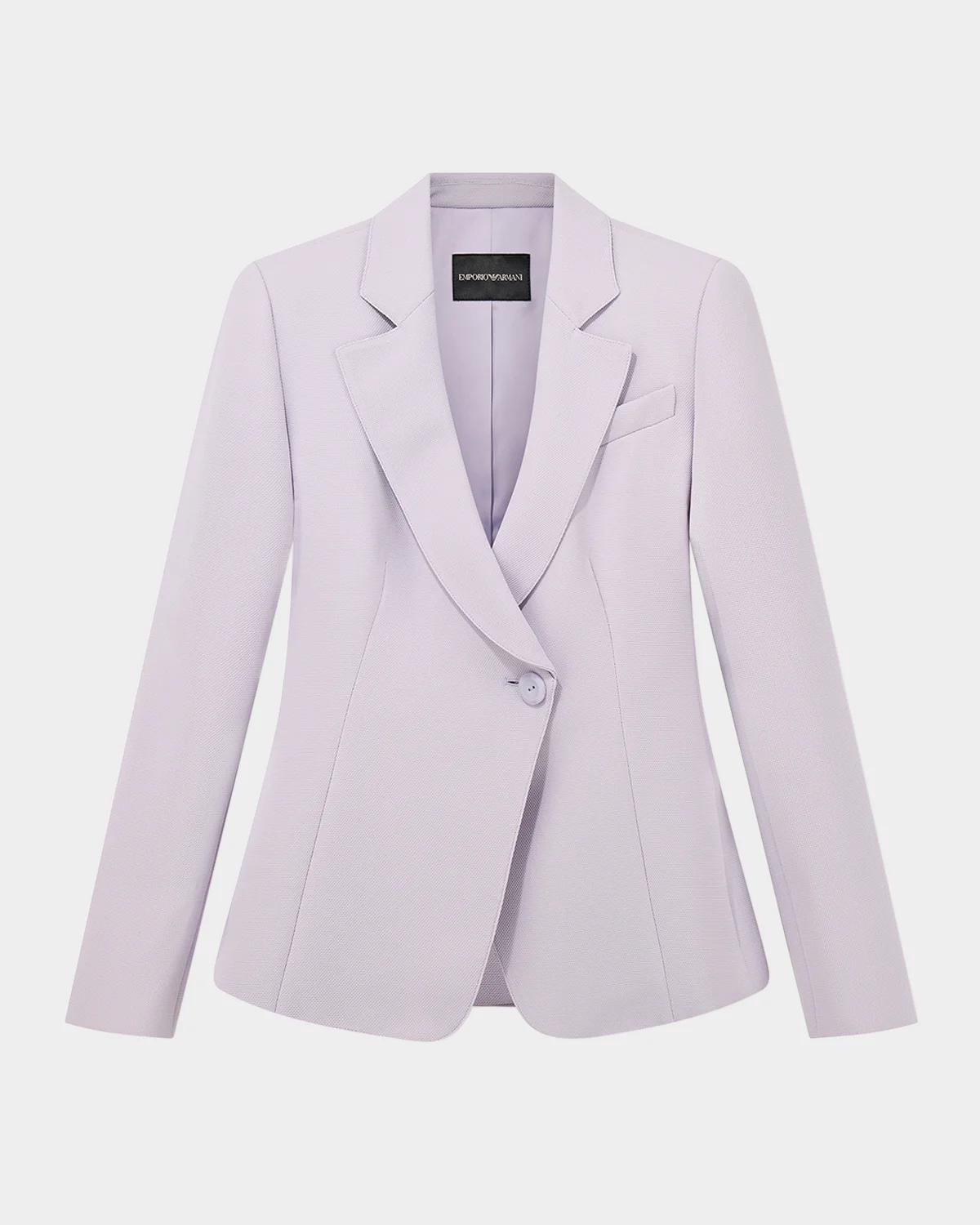 Single-Button Pique Blazer