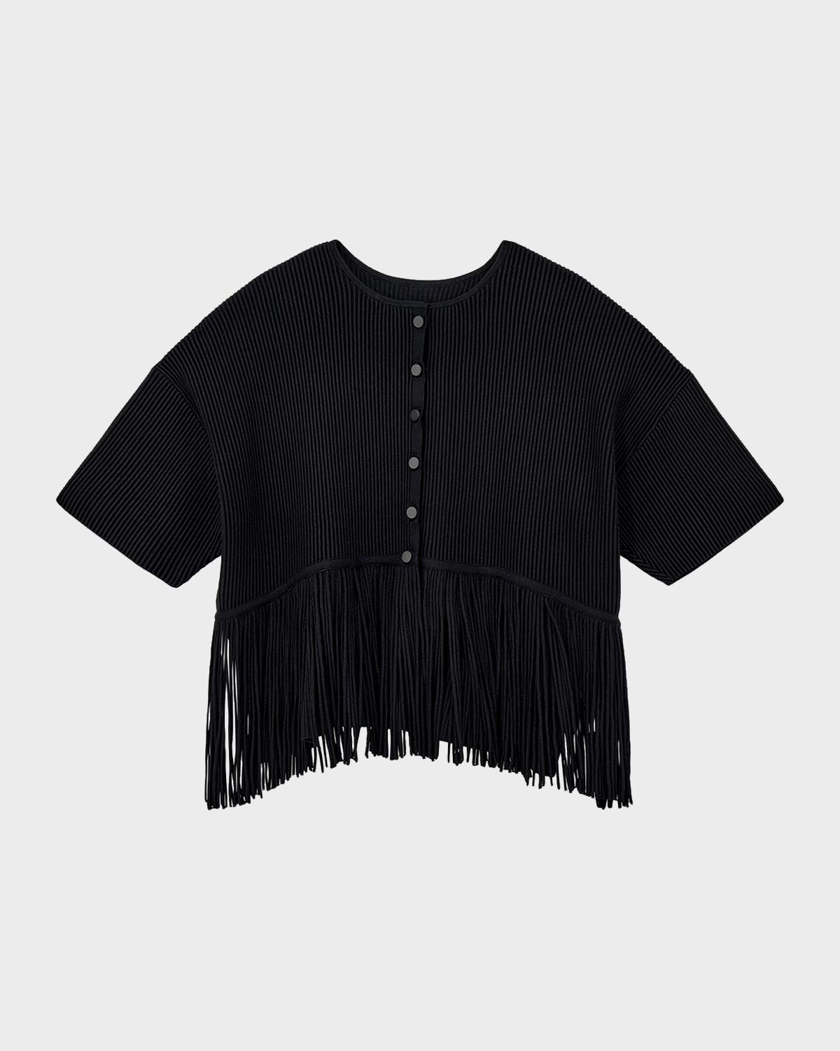Fringe-Hem Ottoman Ribbed Knit Cardigan - thumbnail 6