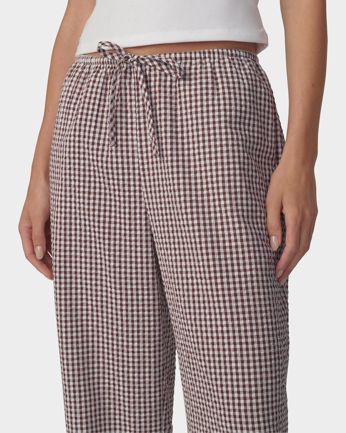 The Brynn Gingham Cotton-Blend Wide-Leg Ankle Pants - thumbnail 3
