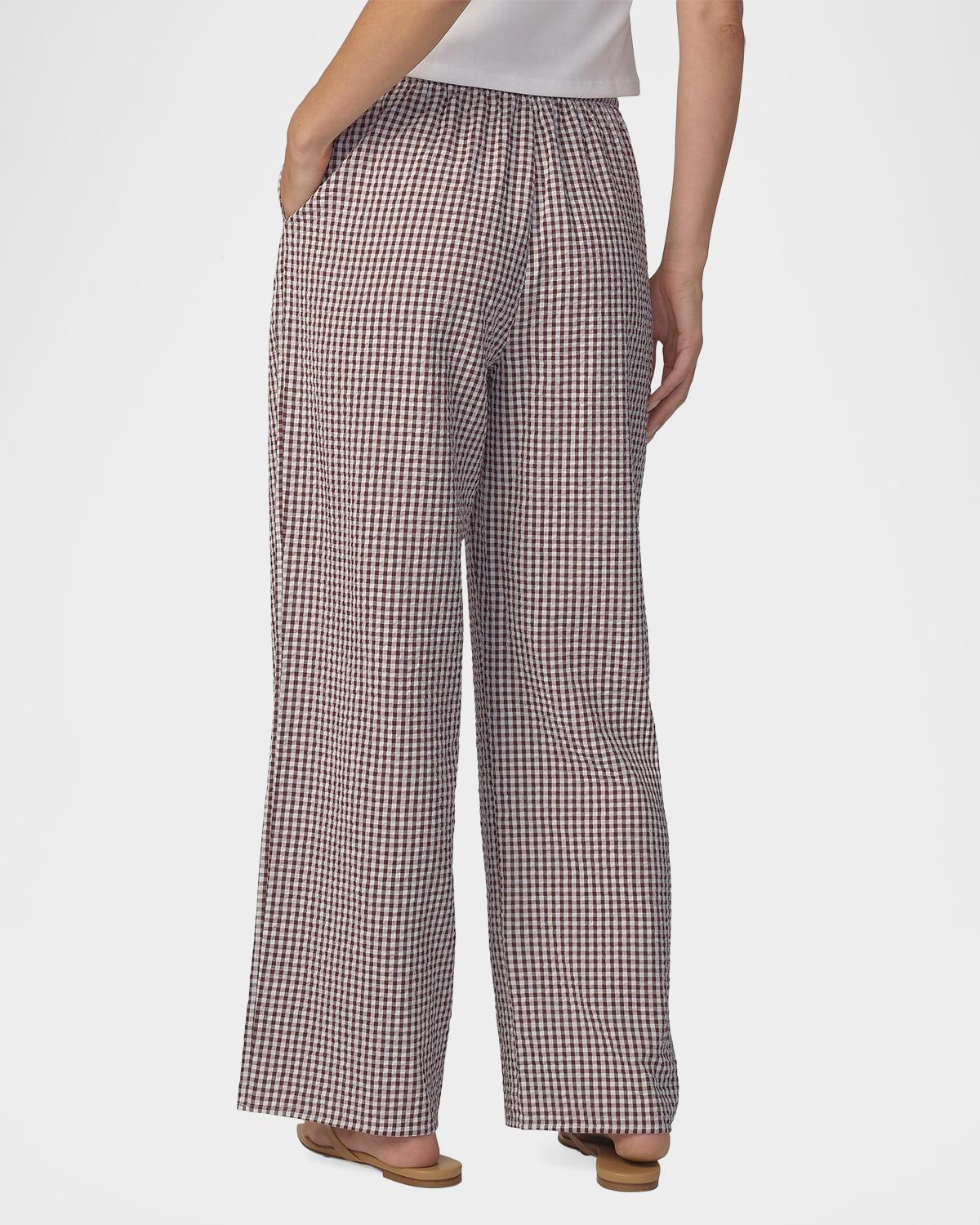 The Brynn Gingham Cotton-Blend Wide-Leg Ankle Pants - thumbnail 4