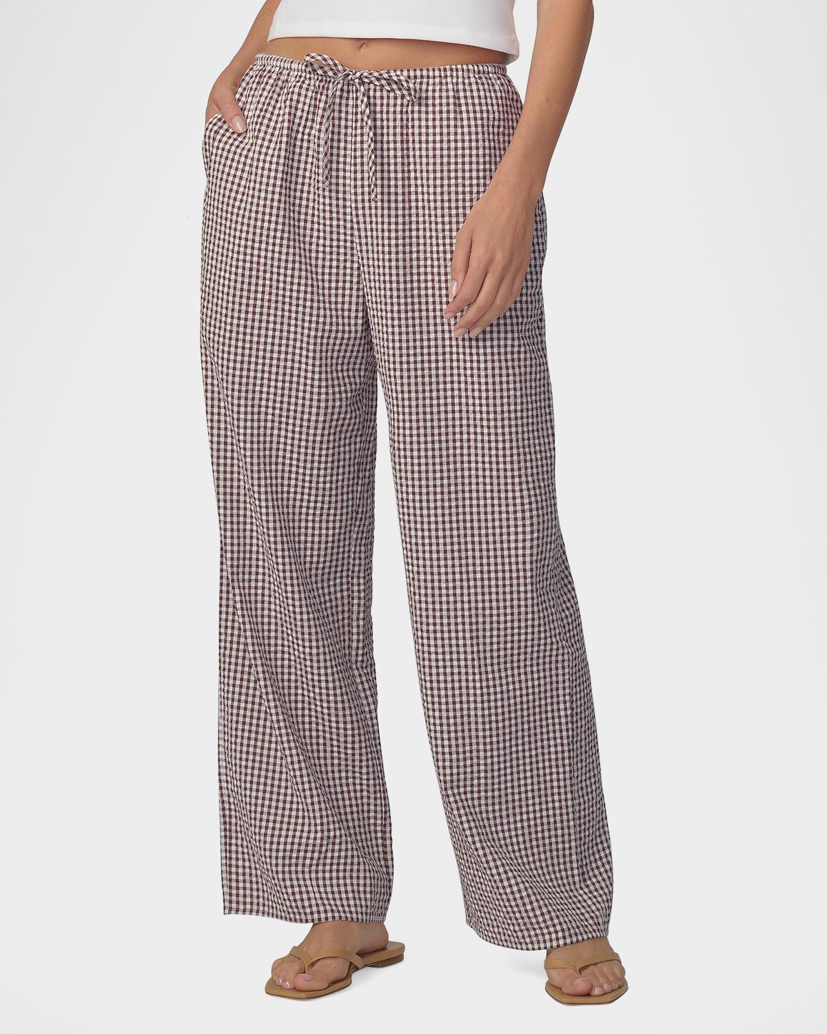 The Brynn Gingham Cotton-Blend Wide-Leg Ankle Pants - thumbnail 5