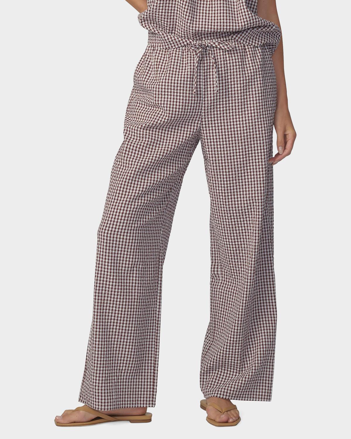 The Brynn Gingham Cotton-Blend Wide-Leg Ankle Pants - thumbnail 7