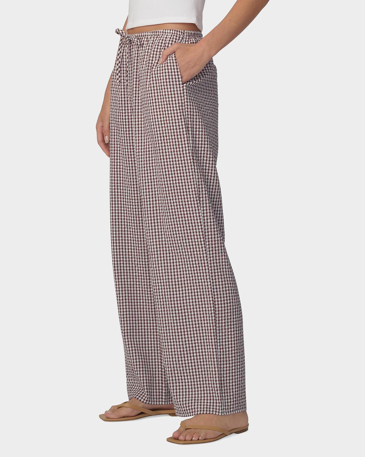 The Brynn Gingham Cotton-Blend Wide-Leg Ankle Pants - thumbnail 6