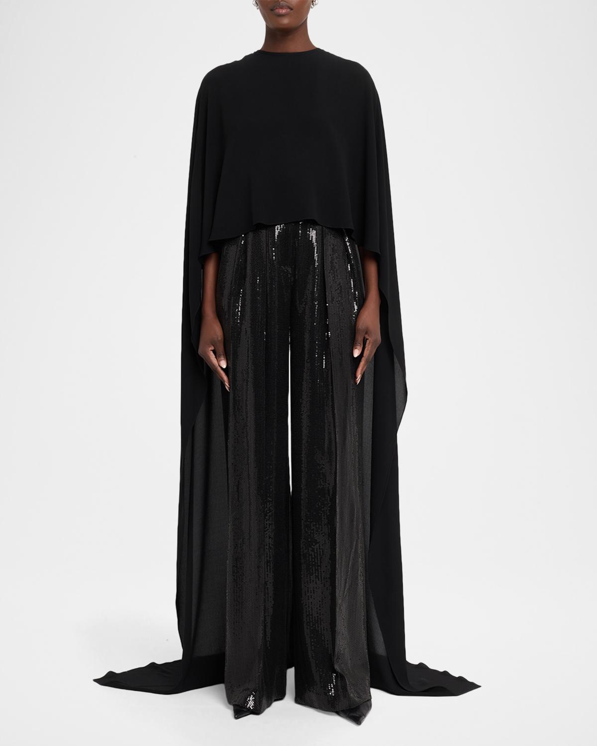 Silk Chiffon Streamer Capelet Blouse - thumbnail 2