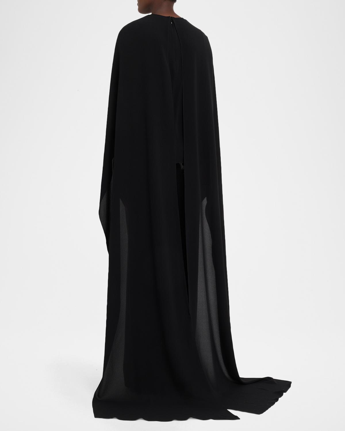 Silk Chiffon Streamer Capelet Blouse - thumbnail 3