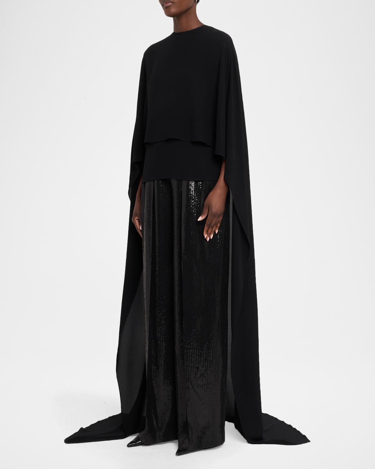 Silk Chiffon Streamer Capelet Blouse - thumbnail 4