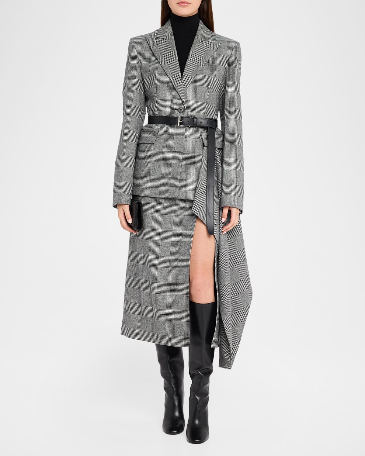 Glen Plaid Wool-Cashmere Slit Midi Skirt - thumbnail 2