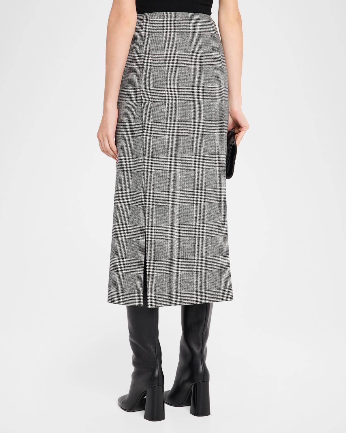 Glen Plaid Wool-Cashmere Slit Midi Skirt - thumbnail 3