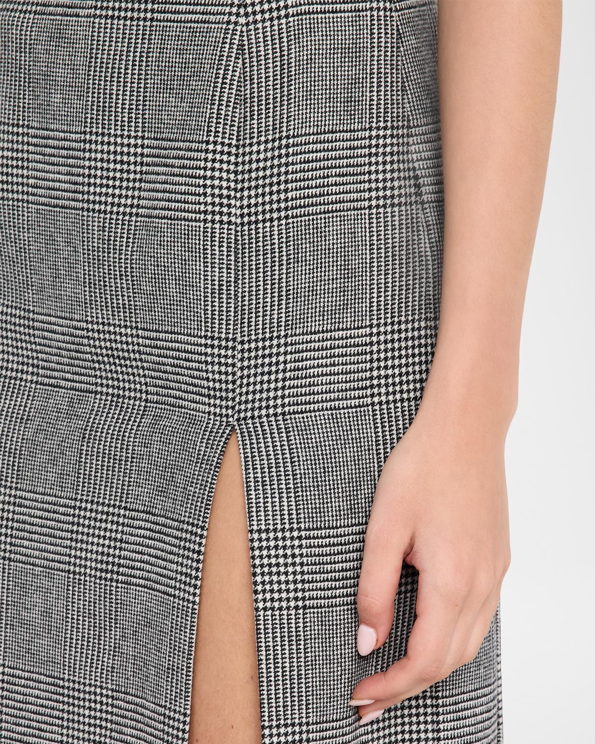 Glen Plaid Wool-Cashmere Slit Midi Skirt - thumbnail 5