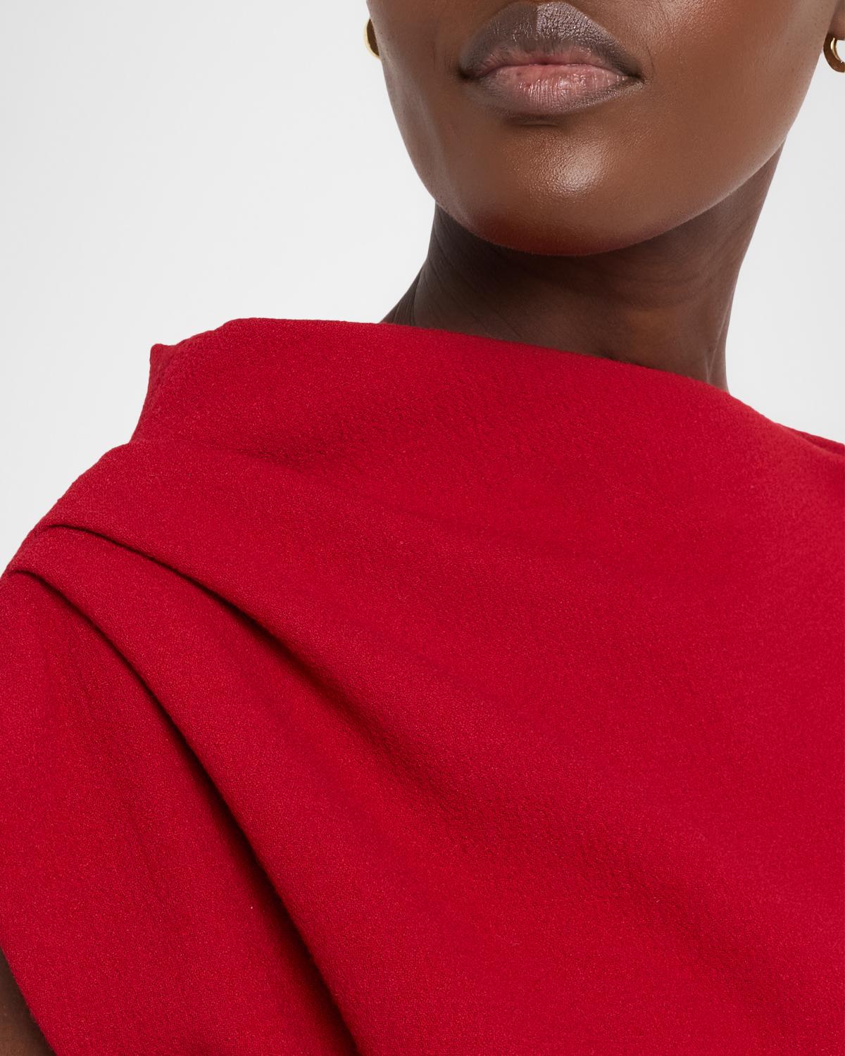 Draped Wool Cap-Sleeve Midi Dress - thumbnail 5