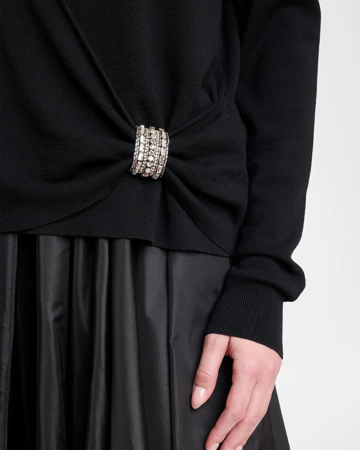 Crystal Embroidered Wrap Sweater - thumbnail 5