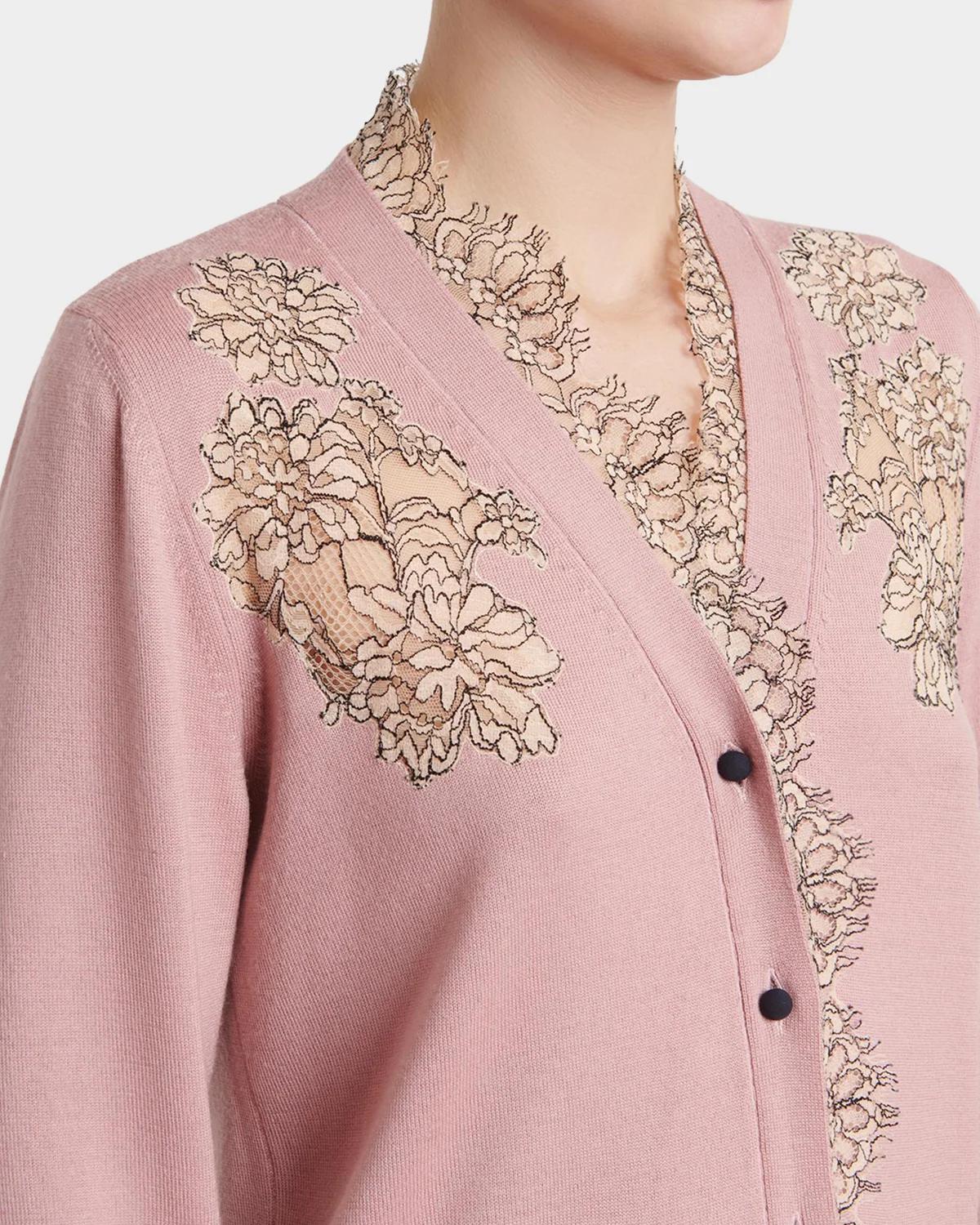Scalloped Lace V-Neck Cardigan - thumbnail 5