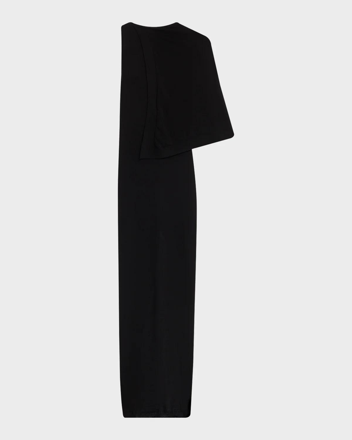 Sleeveless Asymmetric Scarf Wool Knit Maxi Dress