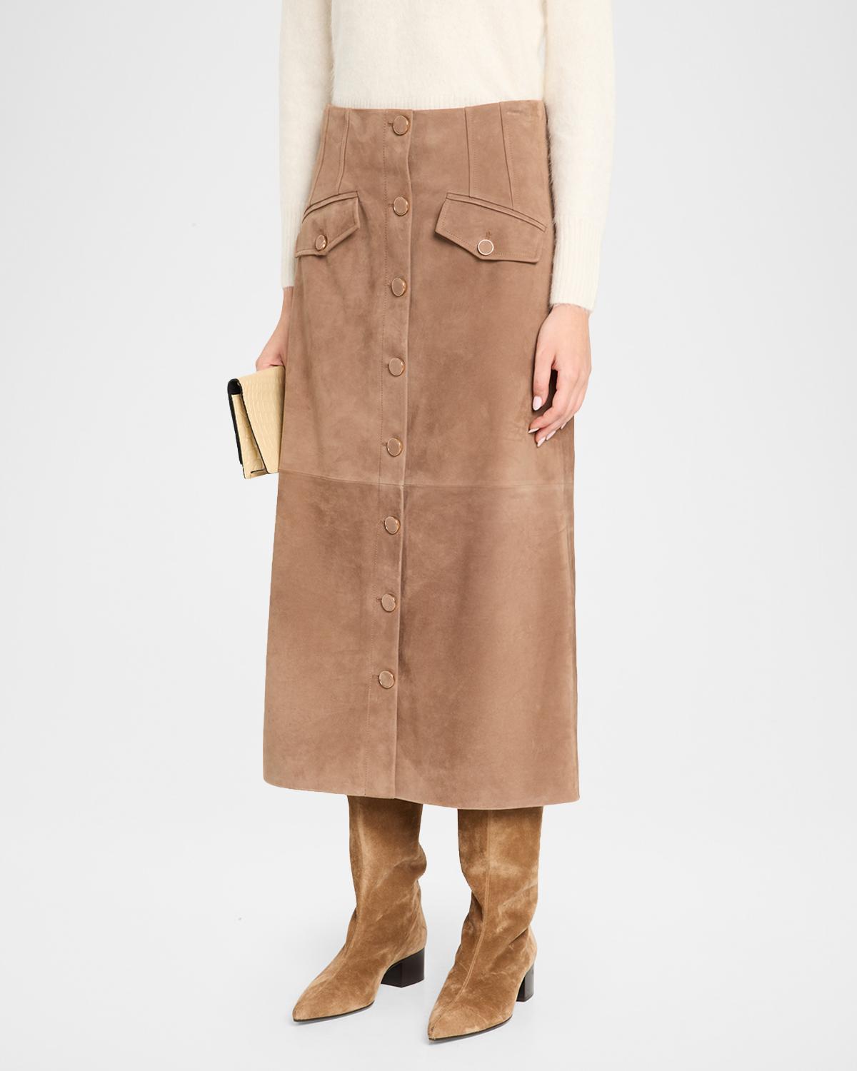 Callisian Suede Midi Skirt - thumbnail 4