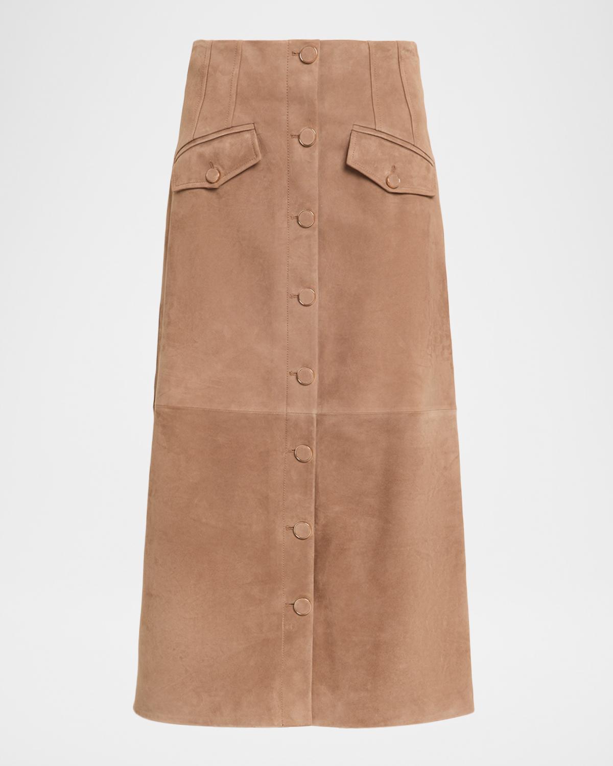 Callisian Suede Midi Skirt