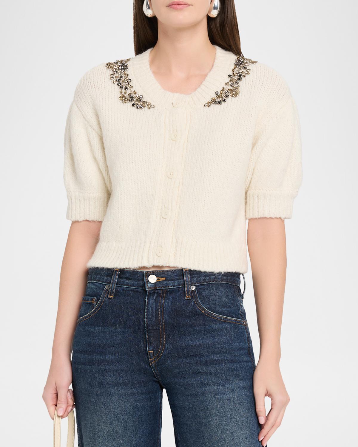 Millicent Crystal-Lace Alpaca-Blend Cardigan - thumbnail 4