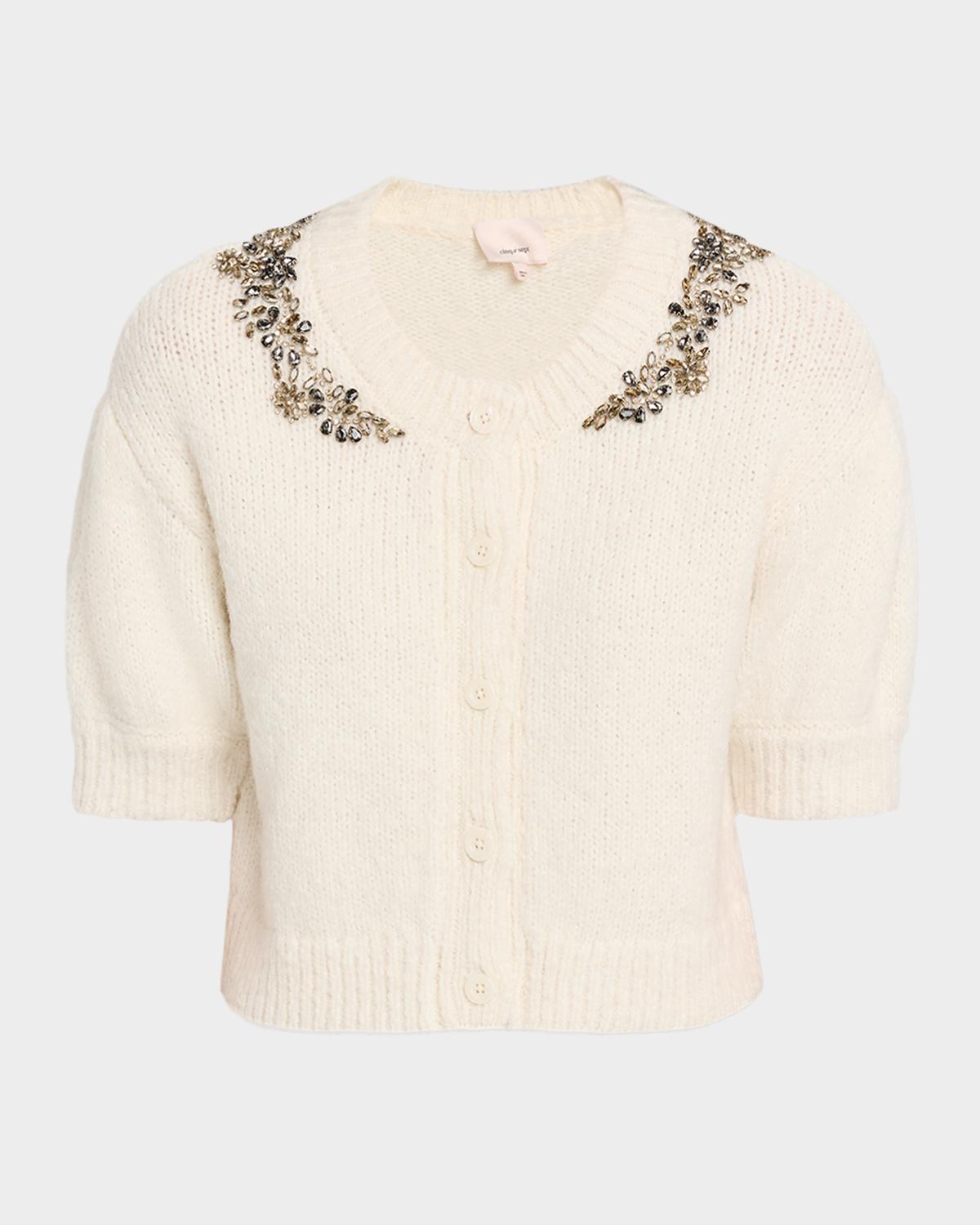 Millicent Crystal-Lace Alpaca-Blend Cardigan