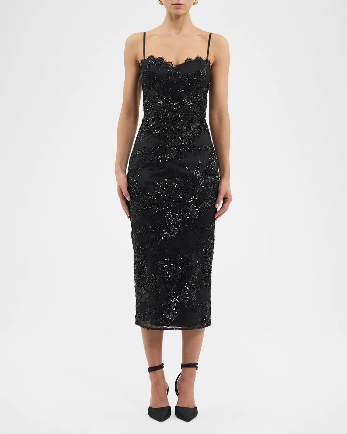 Beau Sequin Lace Column Midi Dress - thumbnail 2