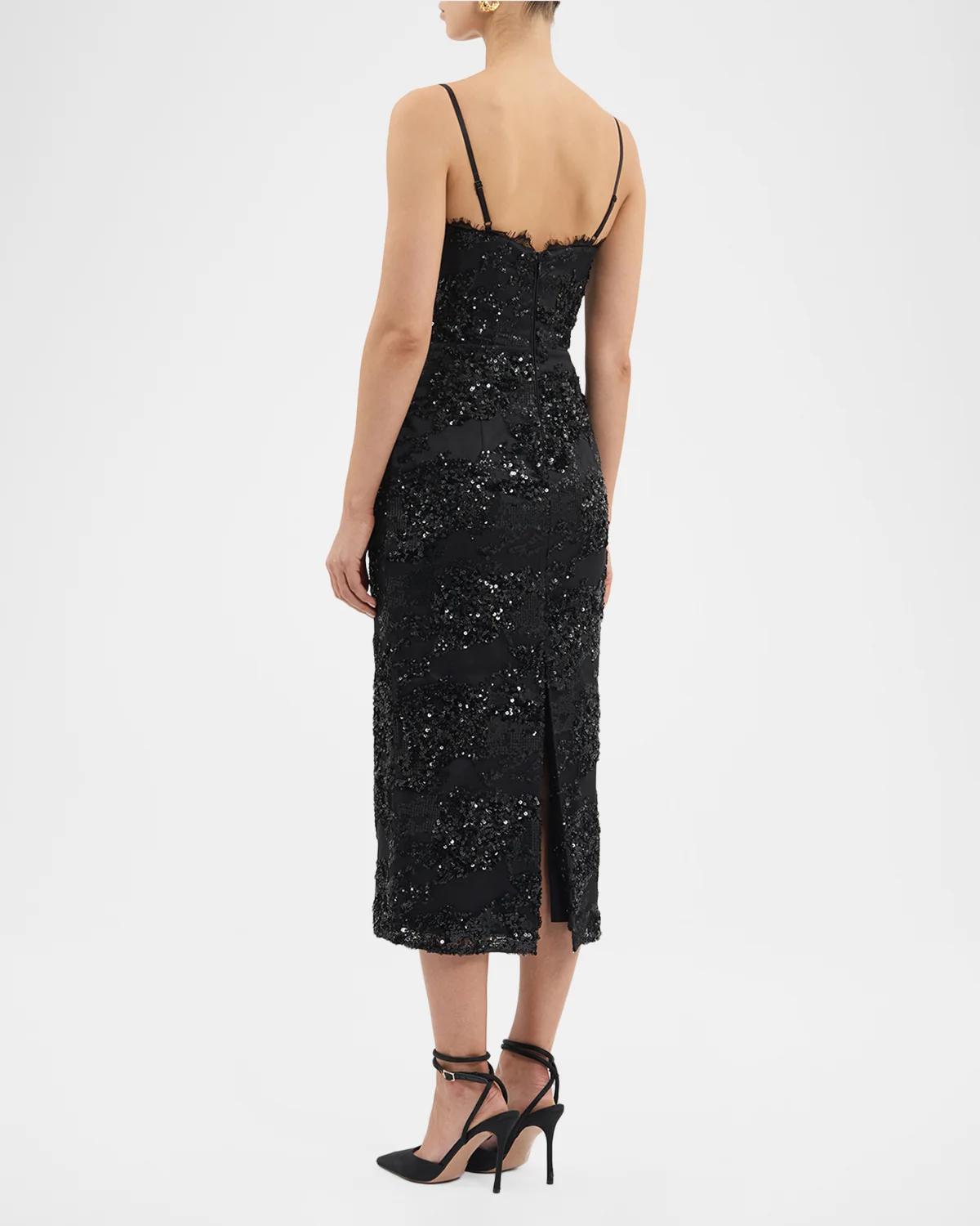 Beau Sequin Lace Column Midi Dress - thumbnail 3