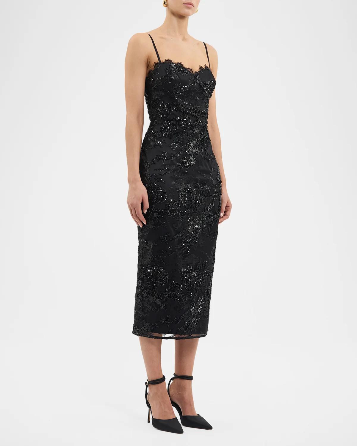 Beau Sequin Lace Column Midi Dress - thumbnail 5