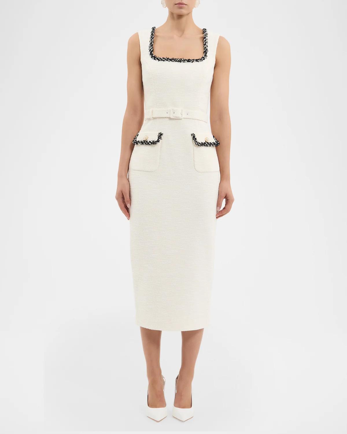 Jacquie Bonded Tweed Midi Dress - thumbnail 2