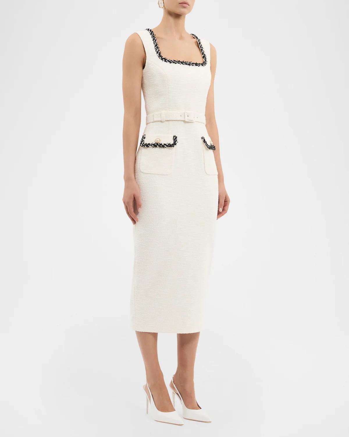 Jacquie Bonded Tweed Midi Dress - thumbnail 5