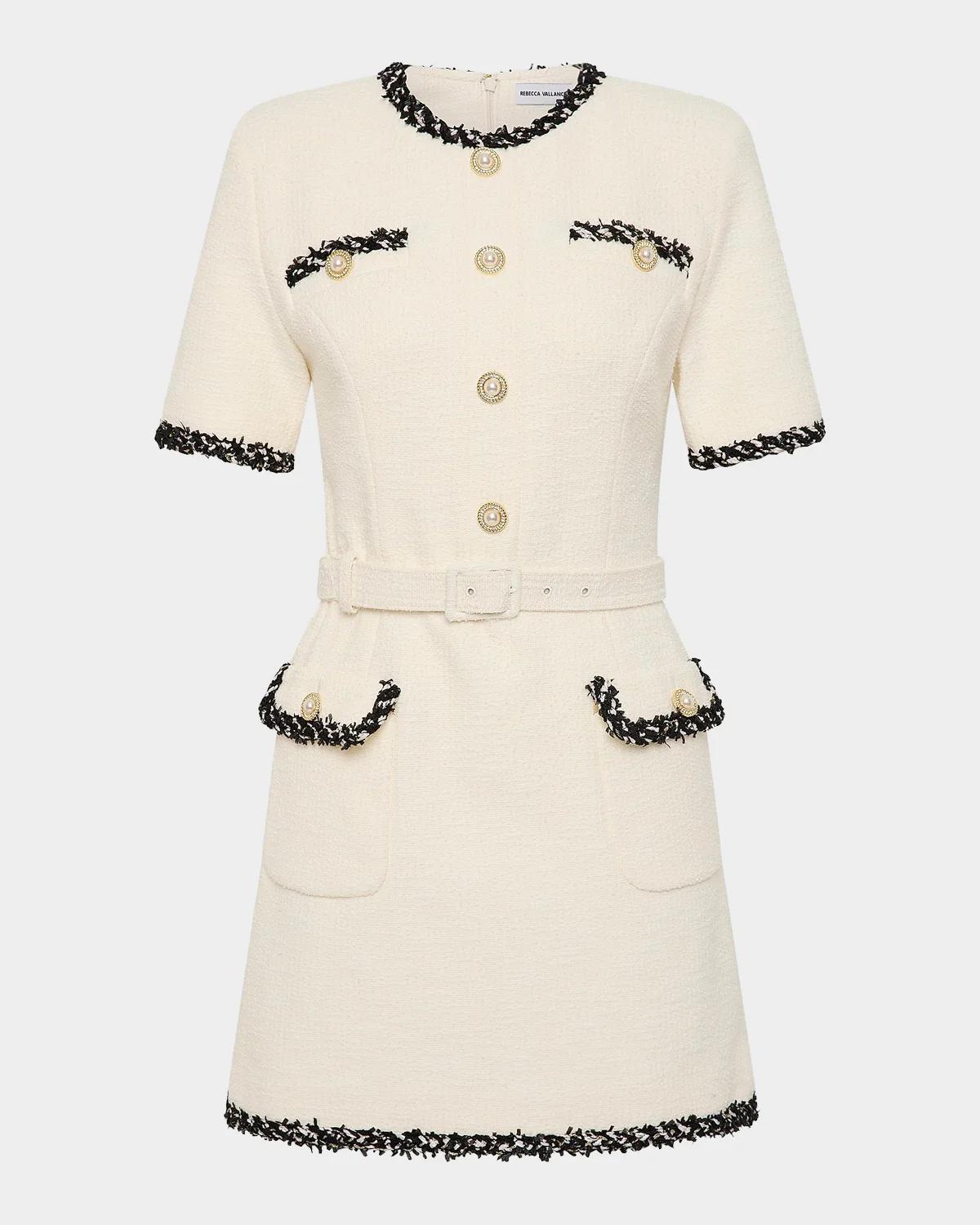 Jacquie Contrast-Trim Tweed Mini Dress