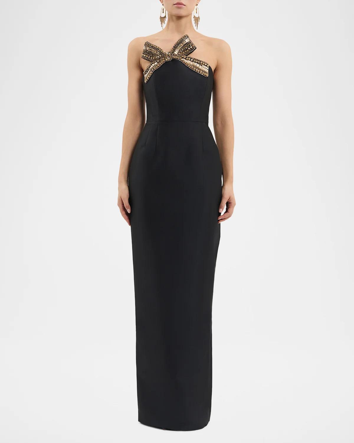 Venus Strapless Bow-Embellished Column Gown - thumbnail 2
