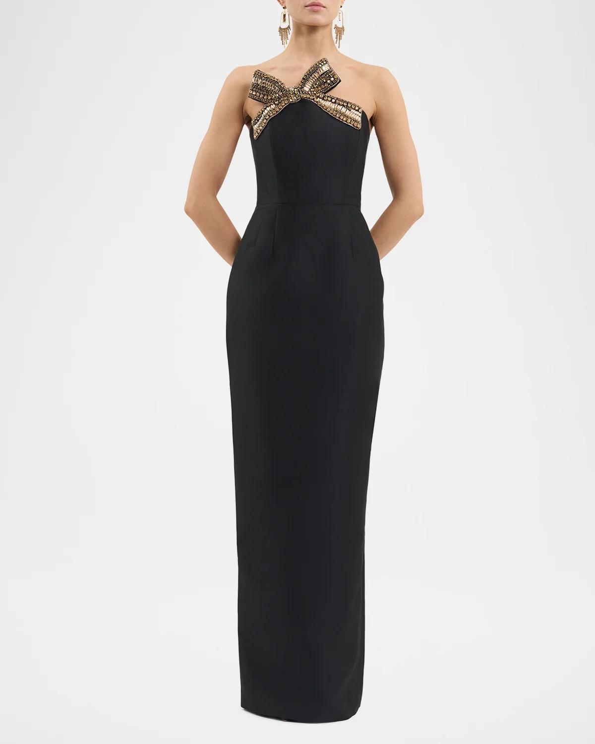 Venus Strapless Bow-Embellished Column Gown - thumbnail 4