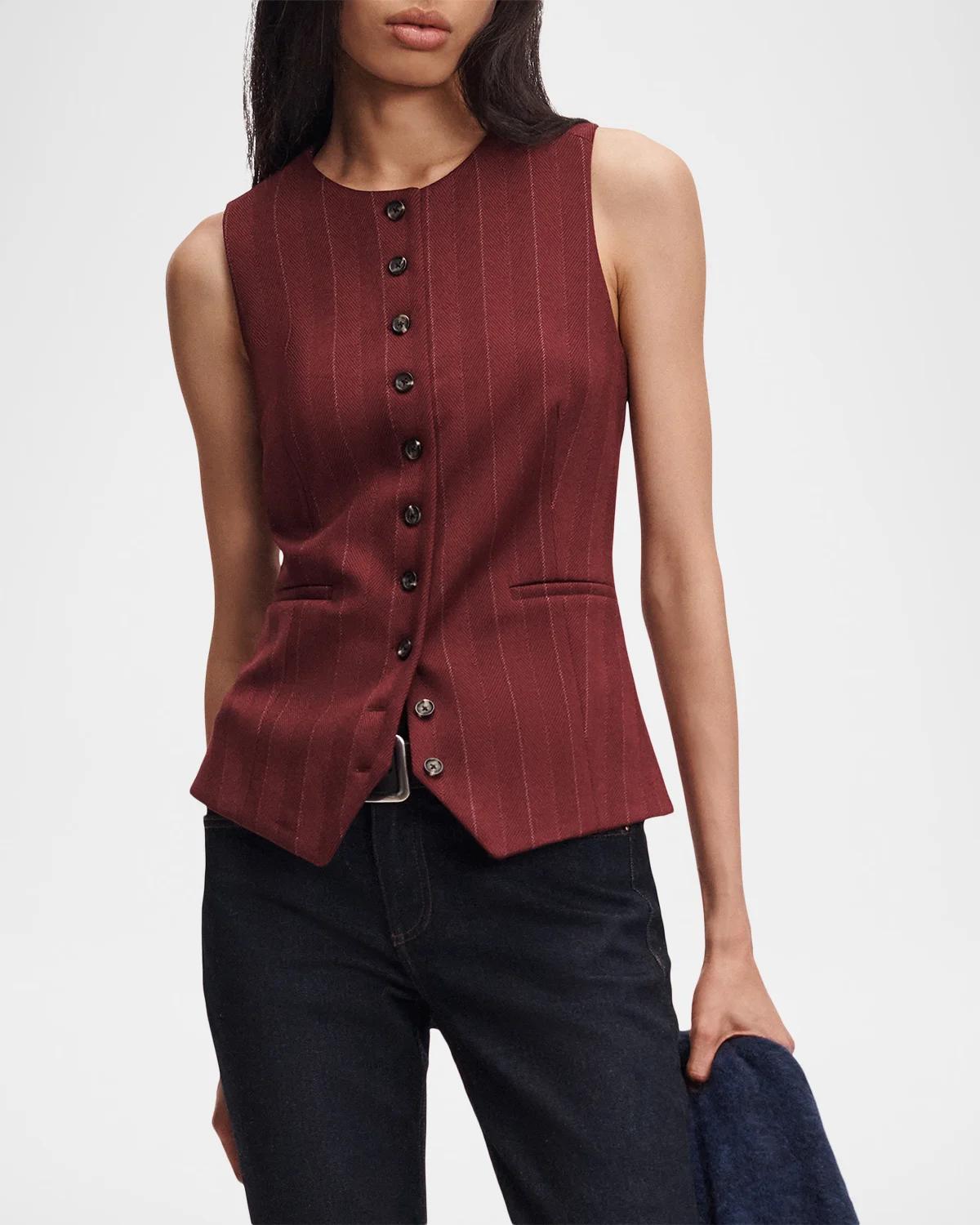Irina Striped Ponte-Jacquard Vest - thumbnail 4