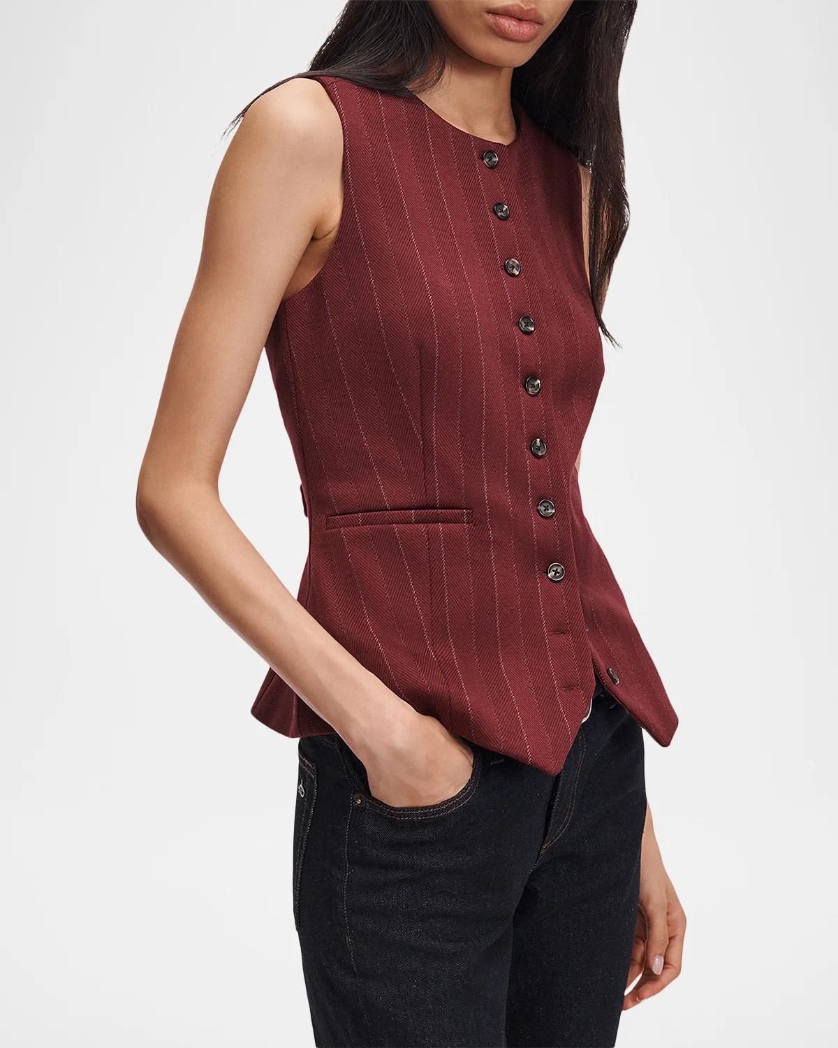 Irina Striped Ponte-Jacquard Vest - thumbnail 5
