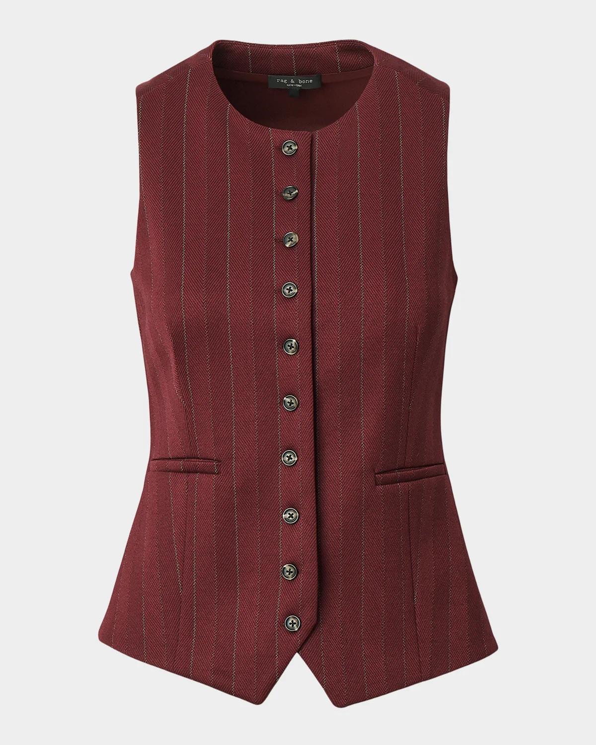 Irina Striped Ponte-Jacquard Vest