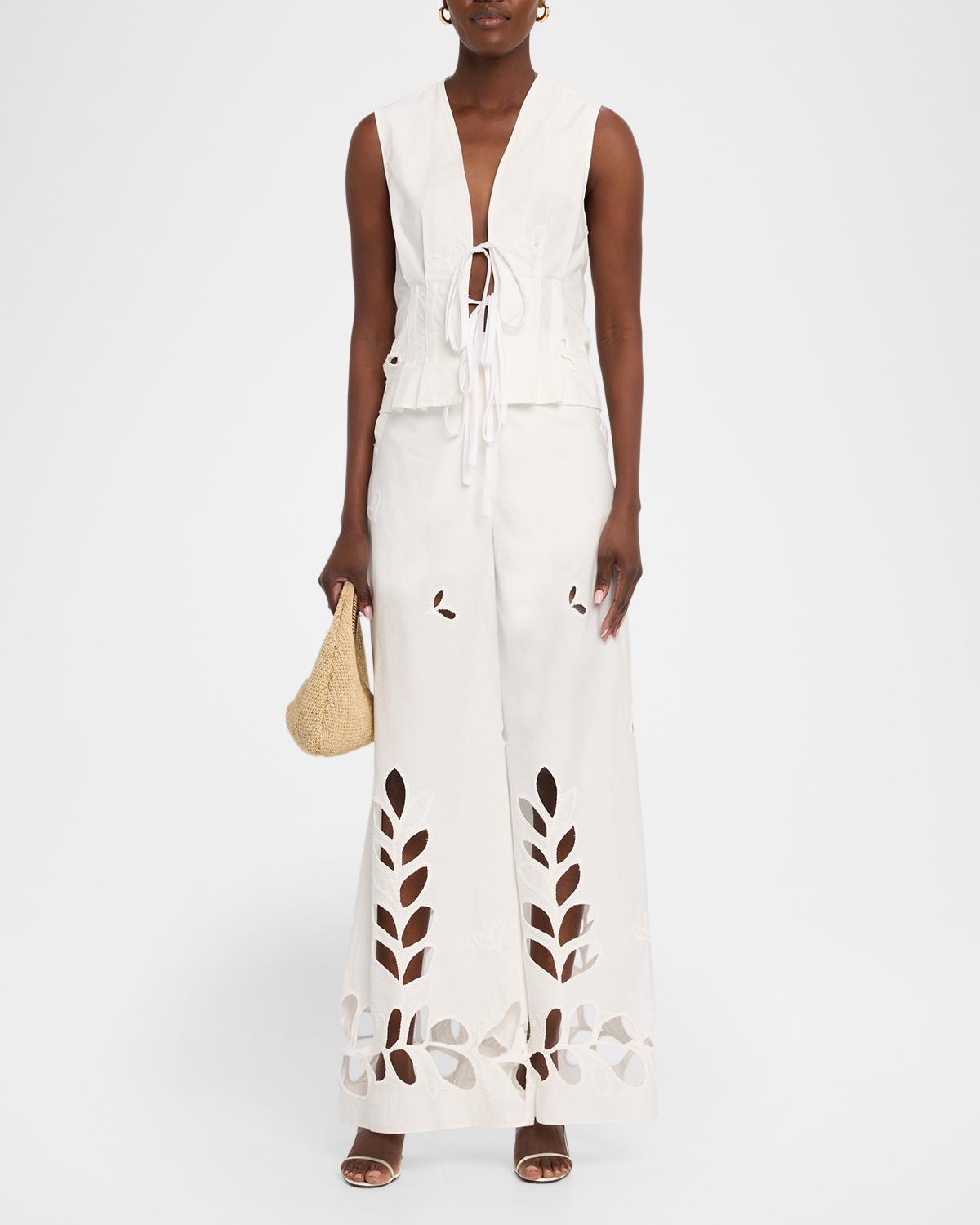 Hartley Eyelet Embroidered Wide-Leg Pants - thumbnail 2
