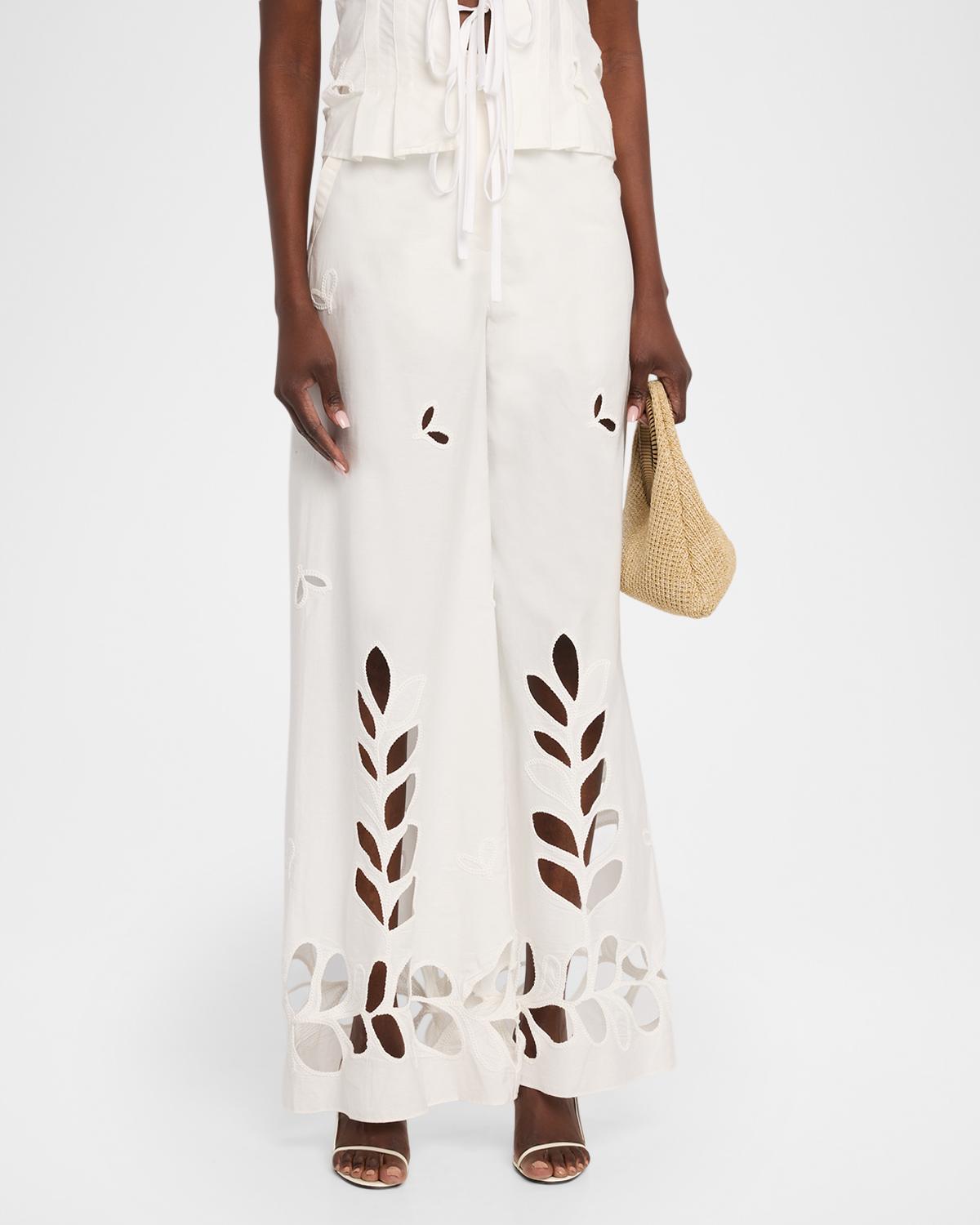 Hartley Eyelet Embroidered Wide-Leg Pants - thumbnail 4