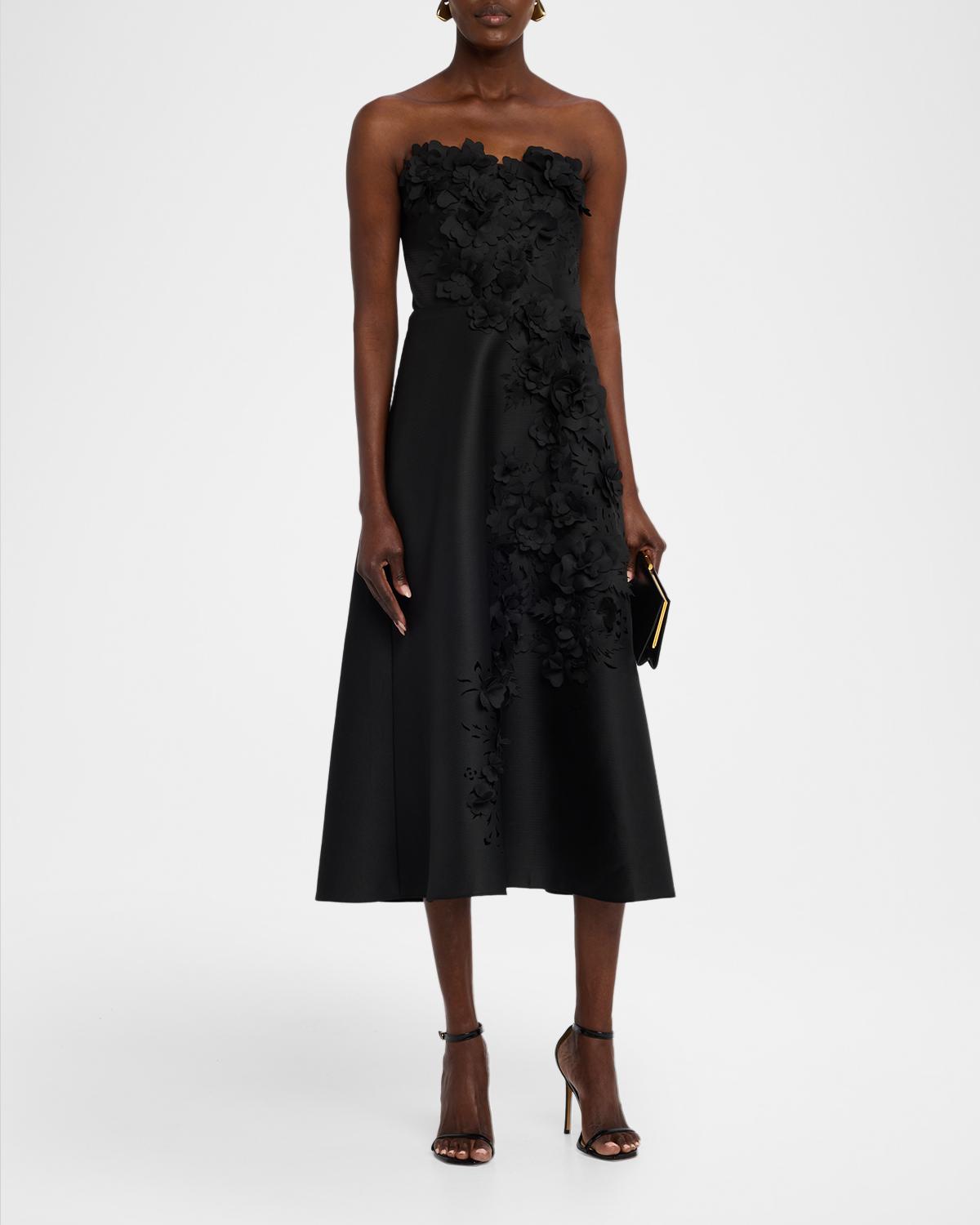Strapless Floral Applique Midi Dress - thumbnail 2