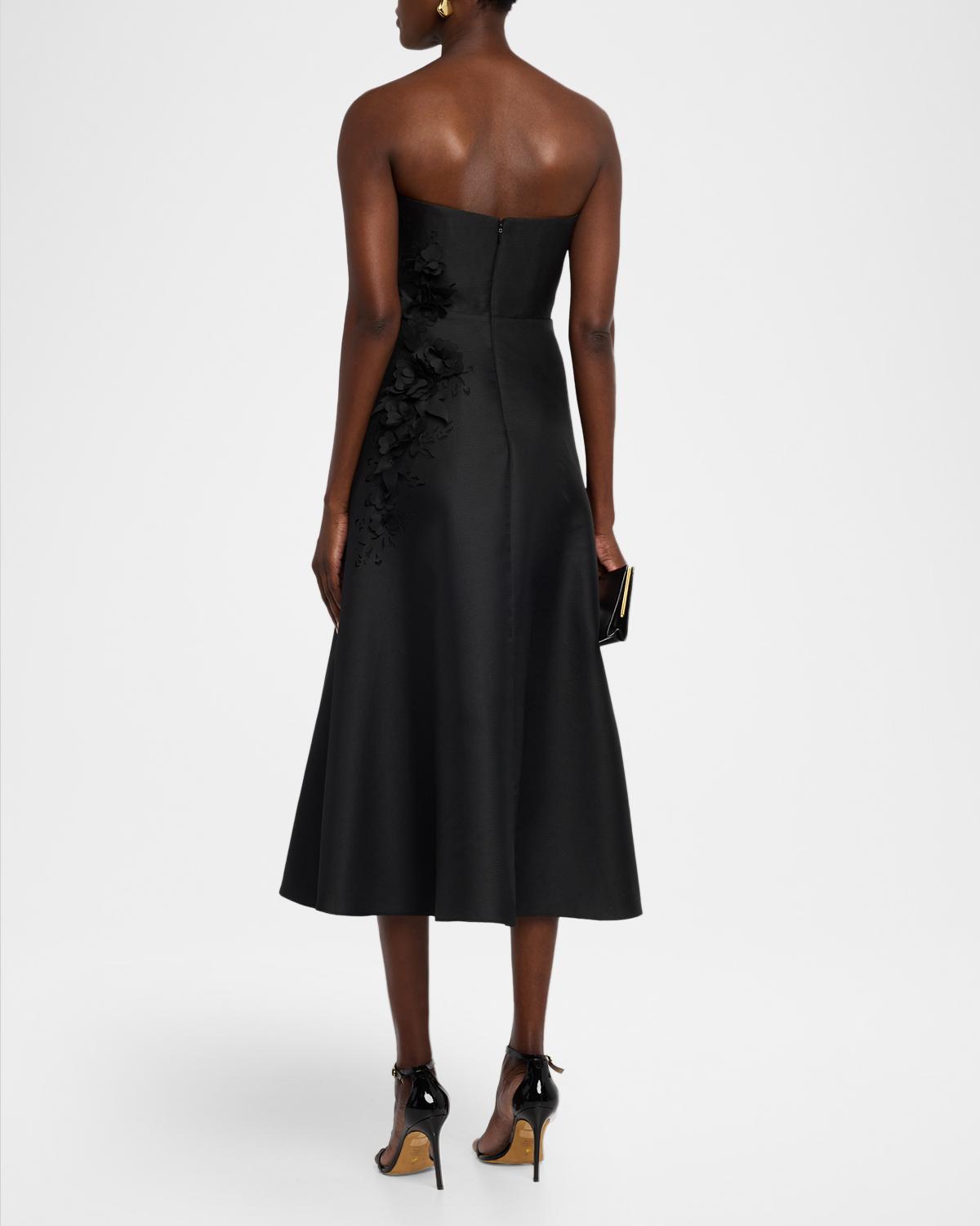 Strapless Floral Applique Midi Dress - thumbnail 3