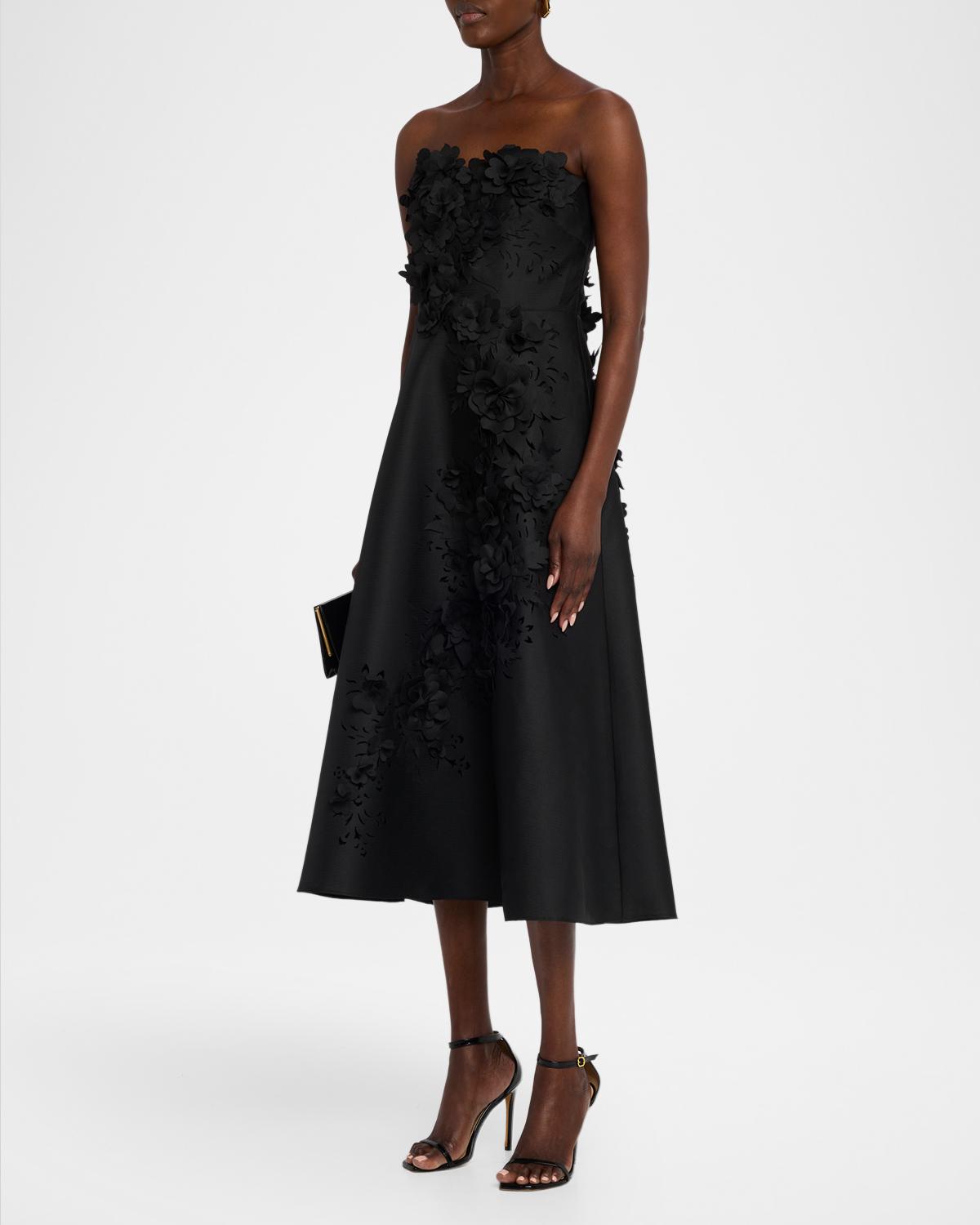 Strapless Floral Applique Midi Dress - thumbnail 4