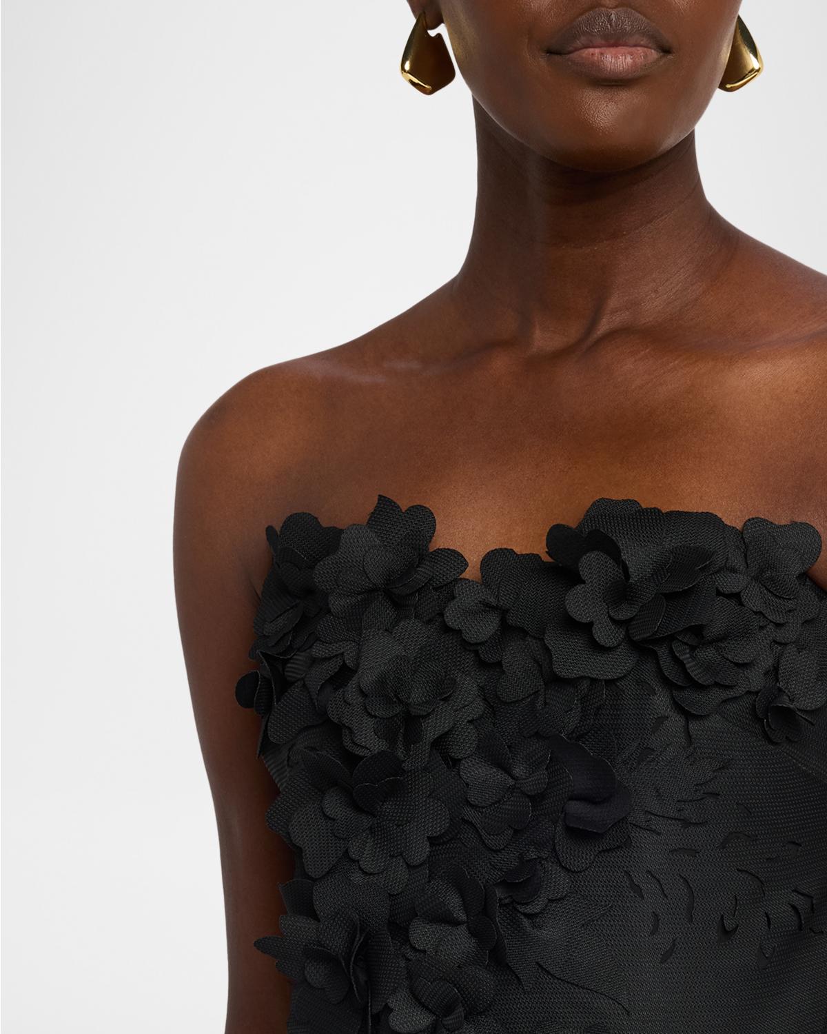 Strapless Floral Applique Midi Dress - thumbnail 5