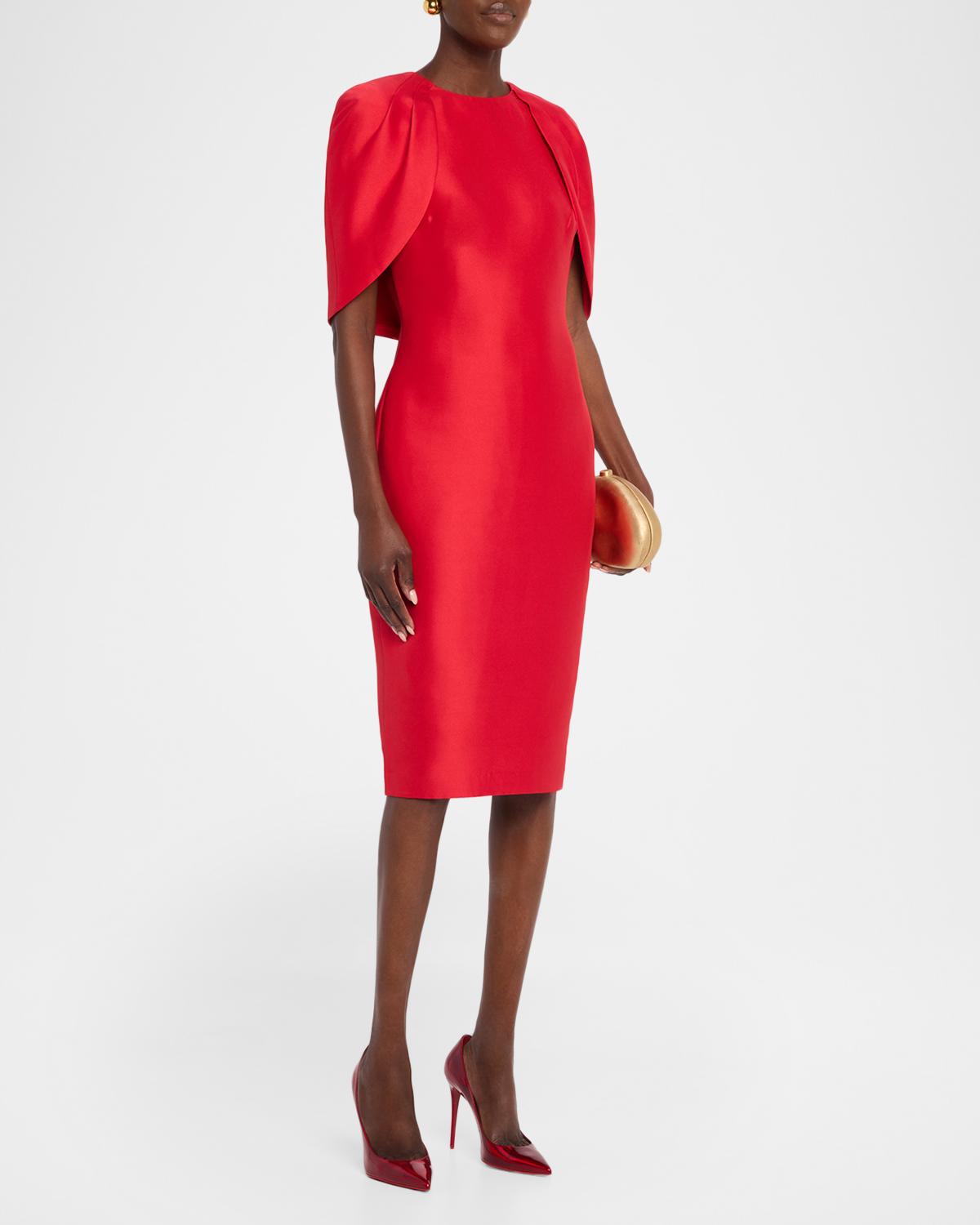 Cape-Sleeve Bodycon Midi Dress - thumbnail 9