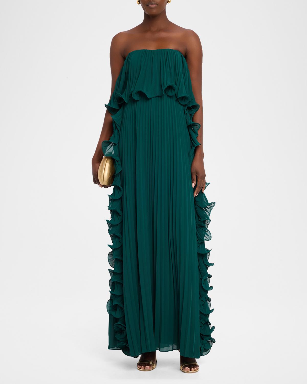 Strapless Pleated Ruffle Gown - thumbnail 2