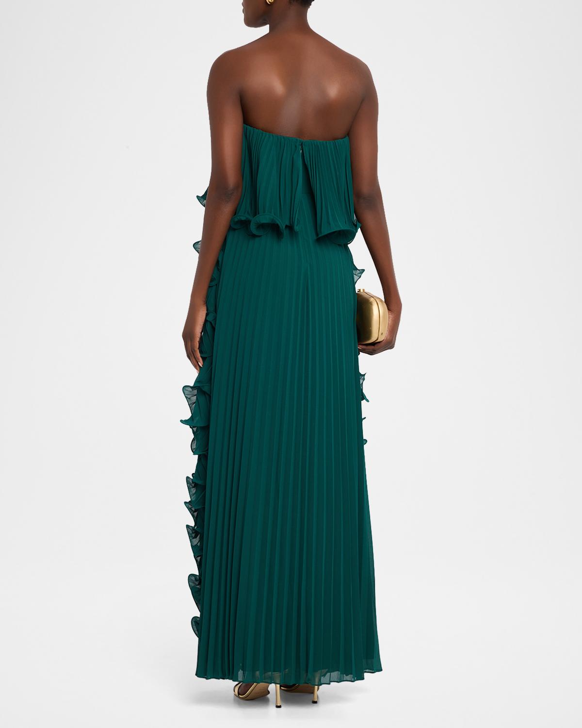Strapless Pleated Ruffle Gown - thumbnail 3