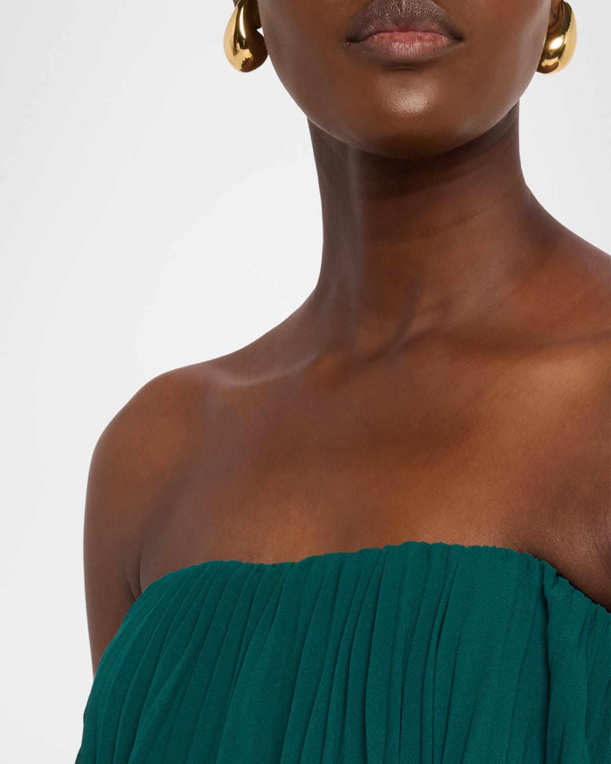 Strapless Pleated Ruffle Gown - thumbnail 5