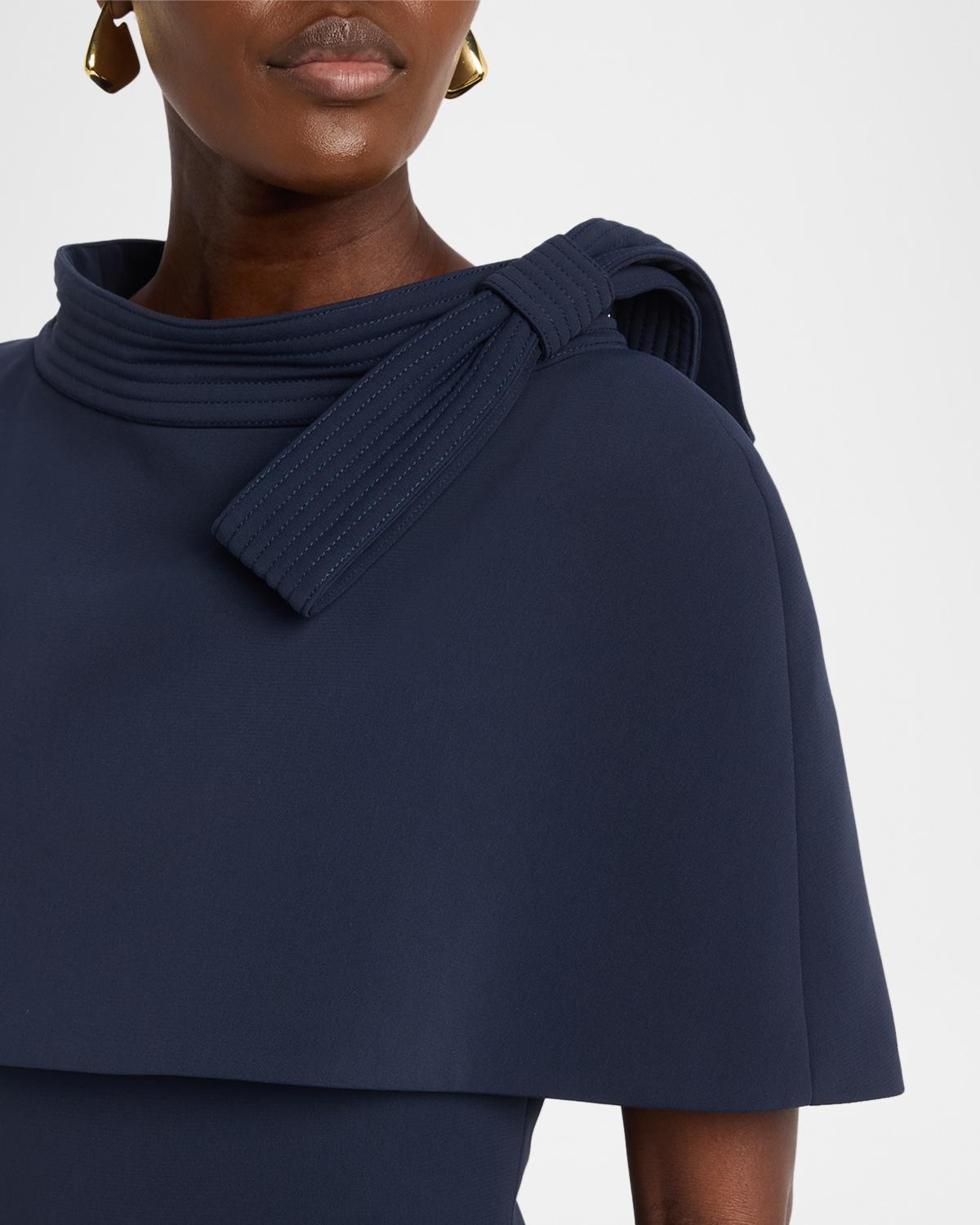 Bodycon Funnel-Neck Capelet Midi Dress - thumbnail 5