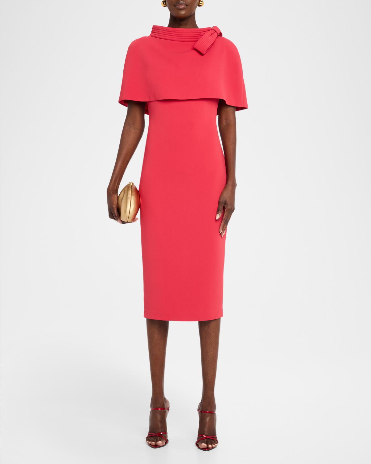 Bodycon Funnel-Neck Capelet Midi Dress - thumbnail 7