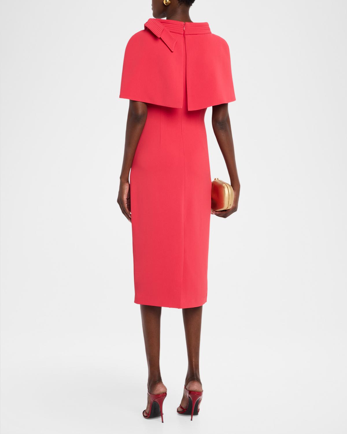 Bodycon Funnel-Neck Capelet Midi Dress - thumbnail 8