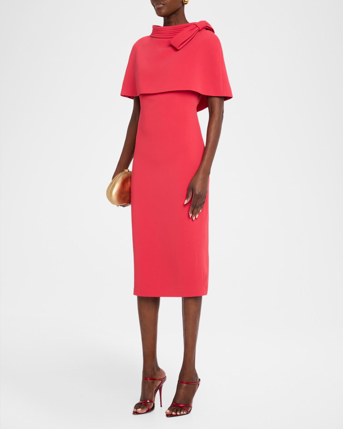 Bodycon Funnel-Neck Capelet Midi Dress - thumbnail 9