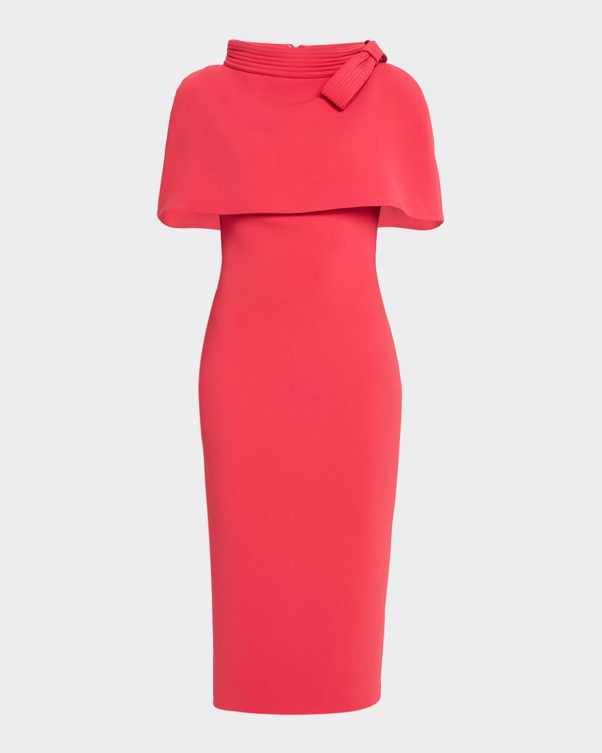Bodycon Funnel-Neck Capelet Midi Dress - thumbnail 6